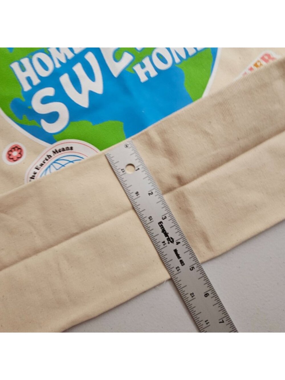 ModCloth Tote Bag Cream Home Sweet Home Earth Day 100% Cotton Packable Travel - Picture 9 of 16